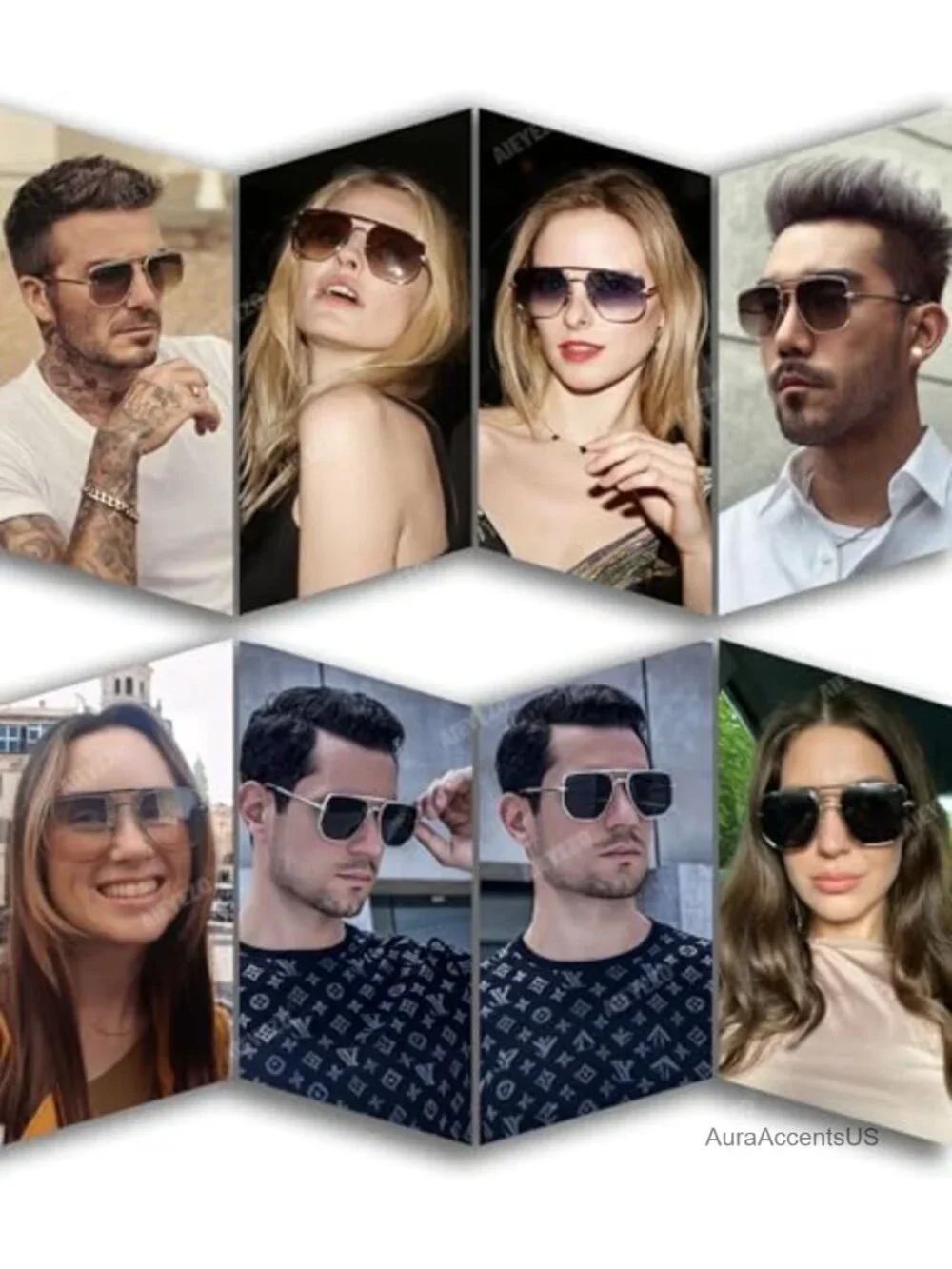 Oversized Square Aviator Sunglasses UV400 Gradient Pilot Shades Unisex